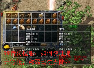 99传奇搜服:如何快速提升等级,称霸玛法大陆? 99传奇搜服:如何快速提升等级,称霸玛法大陆?