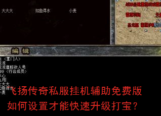 飞扬传奇私服挂机辅助免费版如何设置才能快速升级打宝? 飞扬传奇私服挂机辅助免费版如何设置才能快速升级打宝?