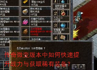 传奇微变版本中如何快速提升战力与获取稀有装备? 传奇微变版本中如何快速提升战力与获取稀有装备?