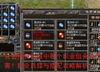 合击传奇私服中哪个职业组合最厉害?职业选择与搭配攻略解析? 合击传奇私服中哪个职业组合最厉害?职业选择与搭配攻略解析?