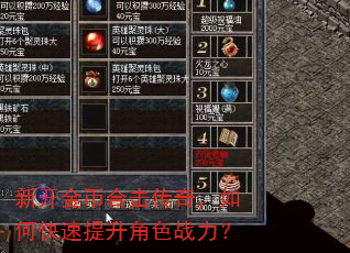 新开金币合击传奇,如何快速提升角色战力? 新开金币合击传奇,如何快速提升角色战力?